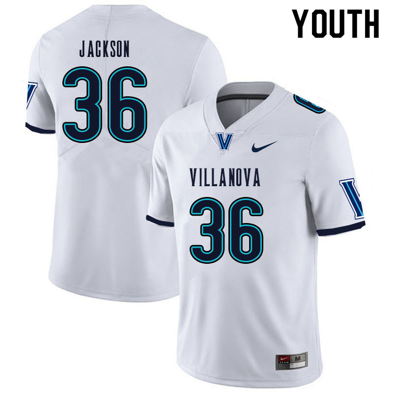 Youth #36 Jalen Jackson Villanova Wildcats College Football Jerseys Sale-White